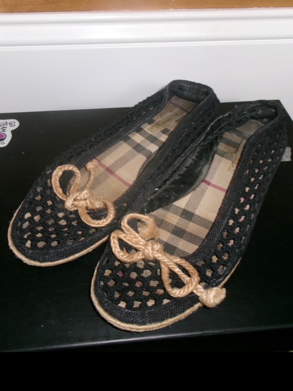 Vintage Burberry crochet flats size 8